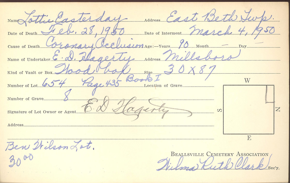 burial card
